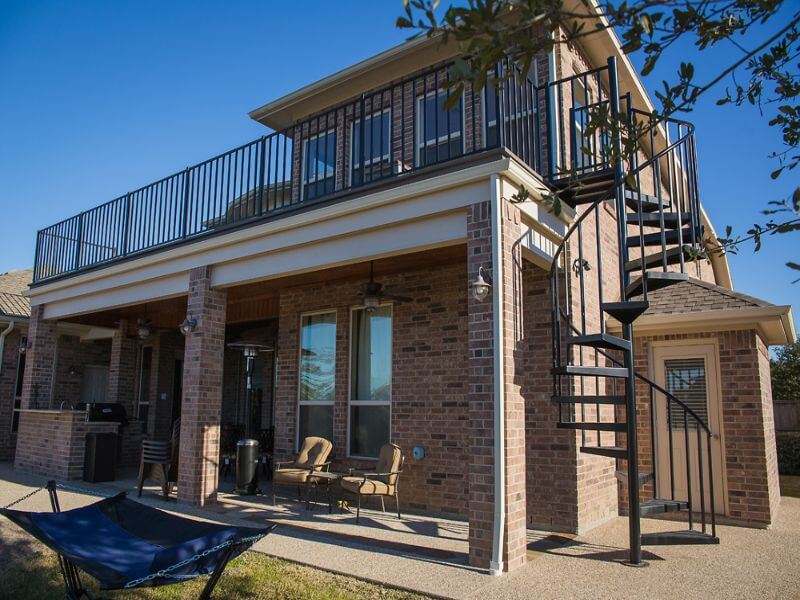 Covered Patio Extension w Balcony _ Outside Restroom
